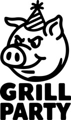 Illustration of a pig head isolated on white background. Pork meat. Design element for poster, menu ,card.