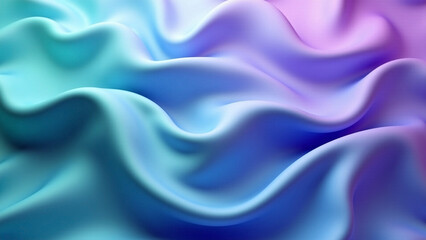 Obraz premium Wavy teal and purple gradient silk satin texture surface wallpaper background