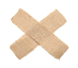 Burlap cloth pieces on white background