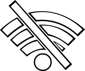 vector illustration drawing icon no wifi symbol, sketch drawn in black and white color