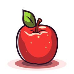 Ripe apple, fruit illustration for your design. Healthy food design. Red apple isolated on white background