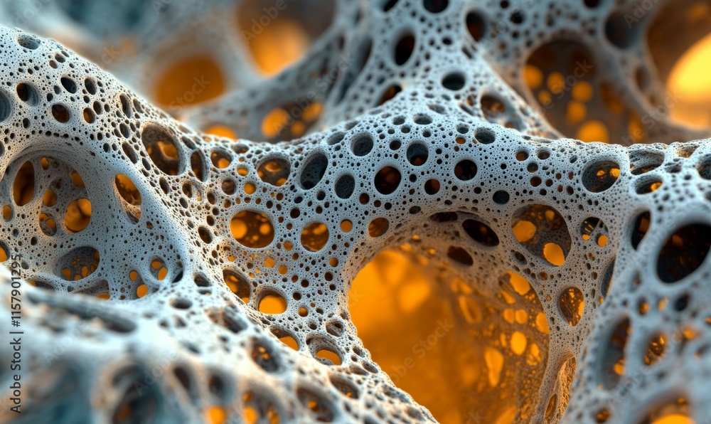 Poster microscopic 3d rendering of cellular networks
