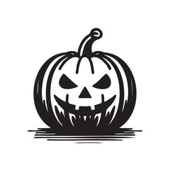 A spooky Halloween pumpkin icon with a carved jack-o'-lantern face. Perfect for Halloween decor, party invites, or seasonal designs. Great for digital and print projects.
