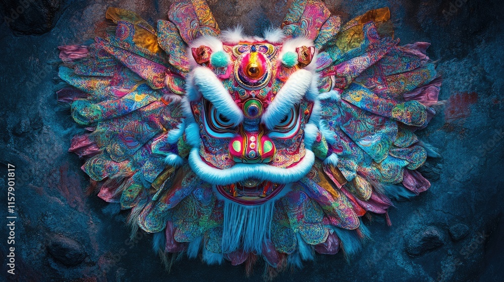 Poster colorful artistic mask with intricate patterns and textures