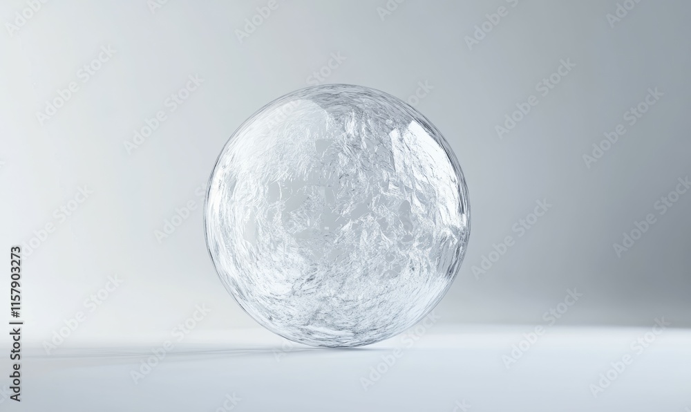 Poster delicate soap bubble floating mid-air, with intricate reflections and a gradient gray background, ep