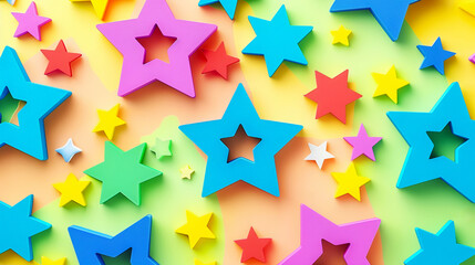 Obraz premium Colorful Star Background, Festive Holiday Decoration, Bright and Cheerful Design Element