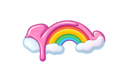 Rainbow gelato  png sticker, 3D rendering, transparent background, silhouette. isolated with white highlights