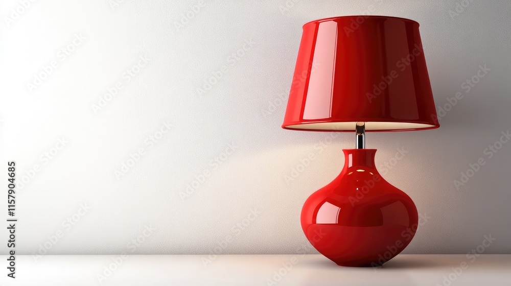 Poster elegant red lamp on white surface with soft shadow effect