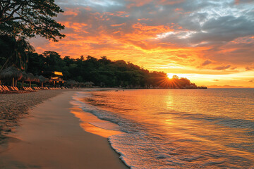 Naklejka premium sunset on the beach