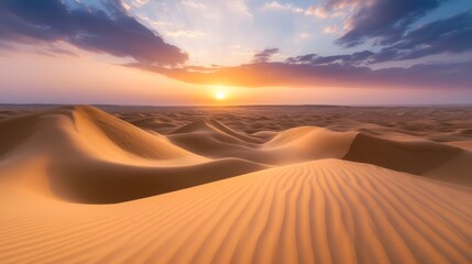 Serene Desert Landscape at Sunset with Soft Lighting