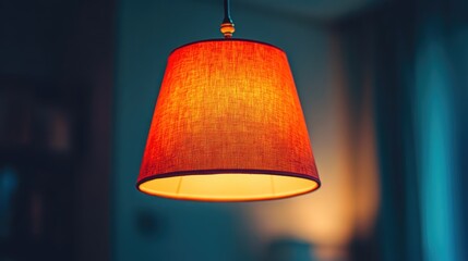 Elegant Red Lamp Shade with Soft Glow in Cozy Interior Setting