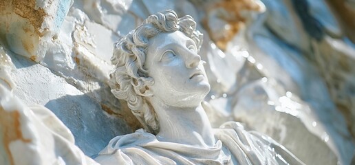 Obraz premium A close-up of a marble sculpture depicting a serene figure.