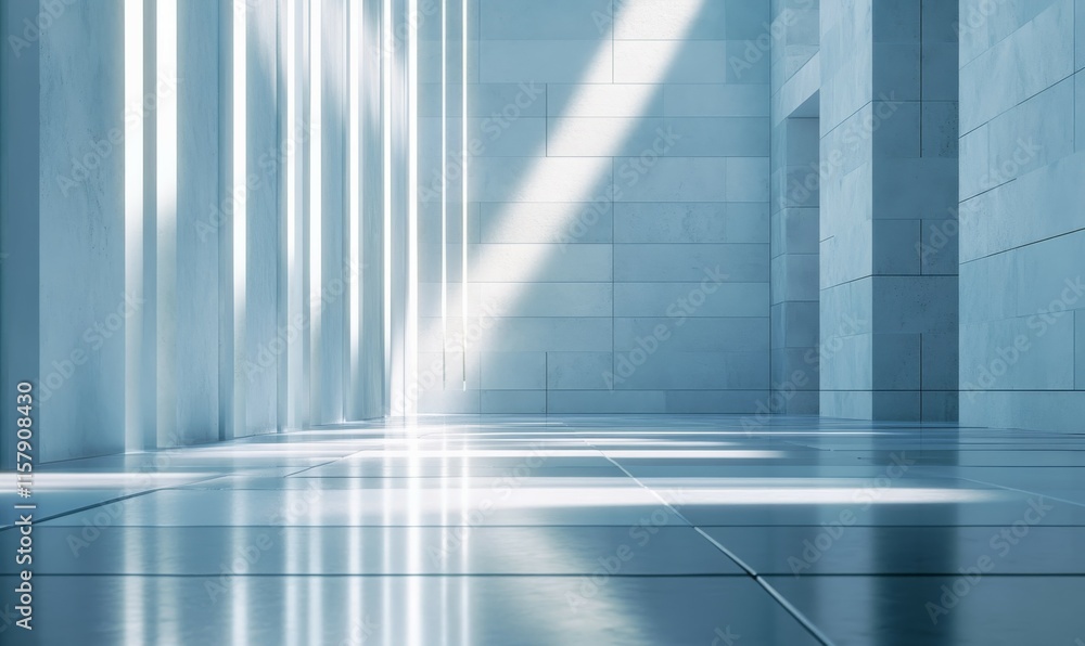 Poster rectangular tiles arranged to create a polished wall. 3d, blue background formed from futuristic blo