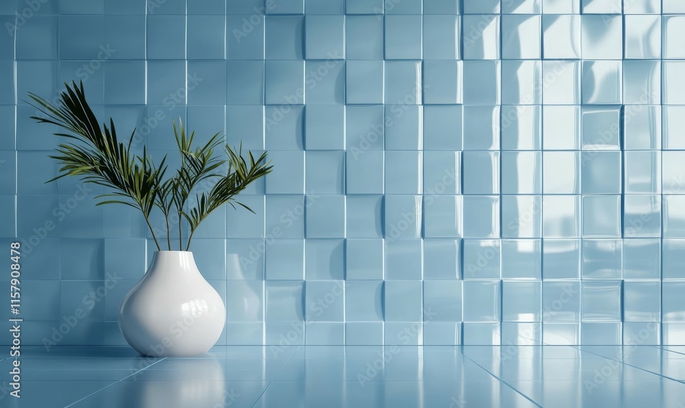Poster rectangular tiles arranged to create a polished wall. 3d, blue background formed from futuristic blo