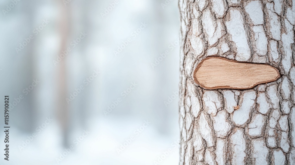 Poster tree trunk with a large, deep hole in the middle of it.