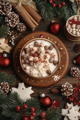 Fototapeta premium A delightful spread of holiday snacks complemented by seasonal decor.