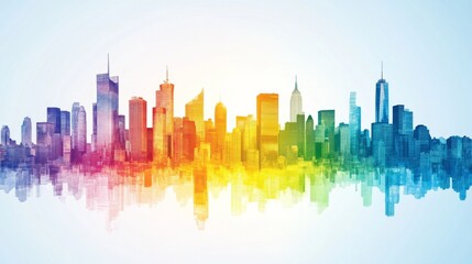 Obraz premium Vibrant Skyline with Colorful Sunlight Reflection