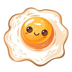 An illustration of a fried egg with a cute face.