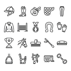 Horse Riding line icons