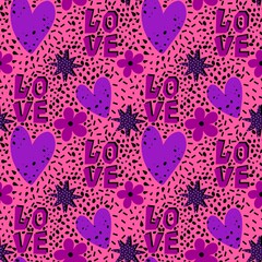 Valentine hearts seamless 14 February love pattern for wrapping paper