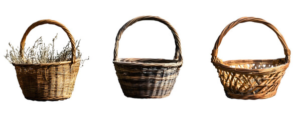 Obraz premium Three Beautifully Crafted Wicker Baskets for Home Decor and Storage Solutions