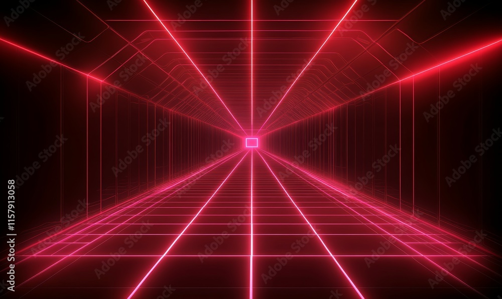 Aufkleber illustration of abstract background of endless futuristic tunnel with geometric design in perspectiv