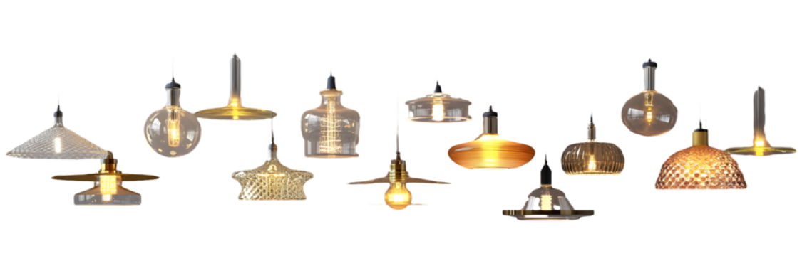 Modern Pendant Lights Collection on White Background for Interior Design Inspiration