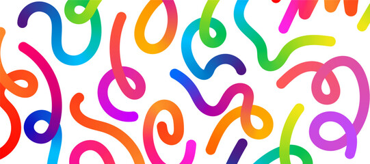 Abstract colorful gradient  rainbow line shapes. Vector graphic wavy color line. Colorful fluid wave lines pattern.