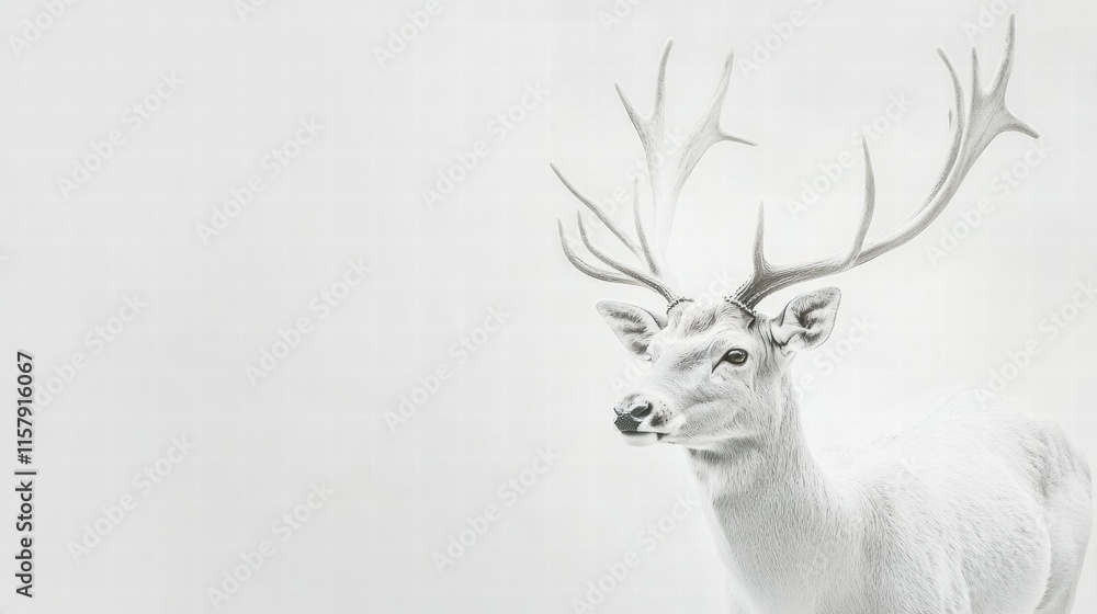 Leinwandbilder Elegant deer with branching antlers in serene setting perfect for mock up use with ample copy space. Generative AI