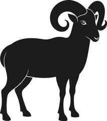 Obraz premium Bighorn Sheep Silhouette Vector, Sheep Black Clipart Silhouette