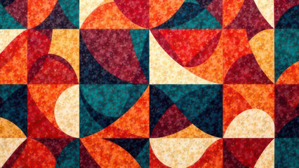 Colorful geometric abstract pattern with curves and shapes