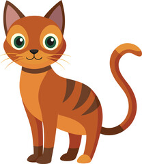 Cute cat concept. Adorable domestic animal sitting. Fluffy tabby brown pet. Lovely kitten stands. Graphic element for website. 