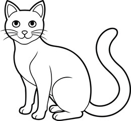 Cute cat concept. Adorable domestic animal sitting. Fluffy tabby brown pet. 