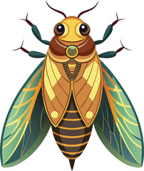 Cicada cicada insect animal color sketch engraving vector illustration. Grey Cicada, isolated on white