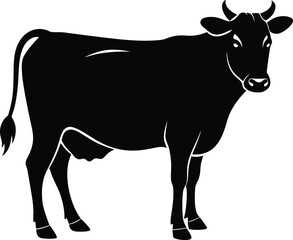 Cow Silhouette icon illustration Vector White Background. Dairy cattle or dairy cow icon