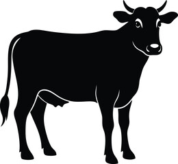 Cow Silhouette icon illustration Vector White Background. Dairy cattle or dairy cow icon
