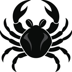 Crab Silhouette Vector isolated on a white background, Sea Crab black Silhouette