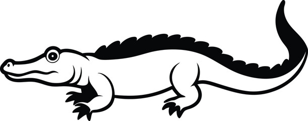 isolated crocodile vector, Crocodiles and Alligators silhouette hand Drawn.