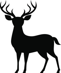 Deer Vector Illustration Black and White Silhouettes.