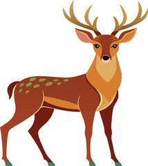 Deer Vector Illustration Black and White Silhouettes.