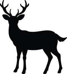 Deer Vector Illustration Black and White Silhouettes.