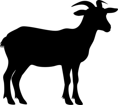 Black silhouette of a goat standing with visible horns.