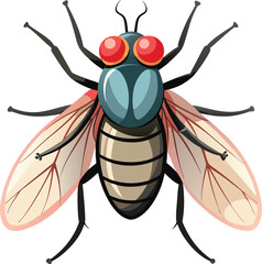 Vector hand drawn illustration of the big fly. Hand Drawn Illustration of a Honey Bee in a vintage style.