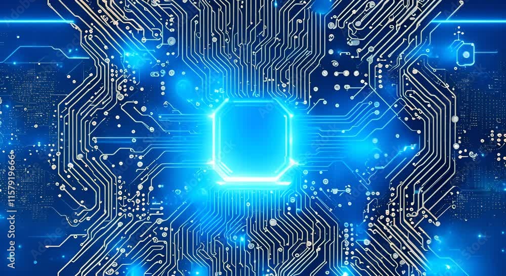 Poster abstract technology background abstract blue glowing circuit board background futuristic blue circui