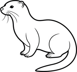 Obraz premium Vector Illustration of Sea Otter Silhouette. Vector of Asian Otter, Aonyx cinerea or Oriental Small-clawed Otter on whiet background.
