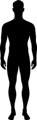 Silhouette of a standing human male figure on a white background.