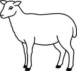 Simple and cute sheep illustration set. Sheep outline or line art silhouette vector illustration with smooth lines white background.