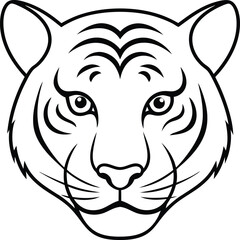 Tiger heads black and white vector. Silhouette shapes of tigers illustration.