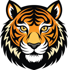 Create a striking tiger face illustration, focusing on the animal's intense gaze.