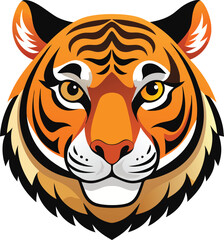 Obraz premium Create a striking tiger face illustration, focusing on the animal's intense gaze, detailed fur patterns.